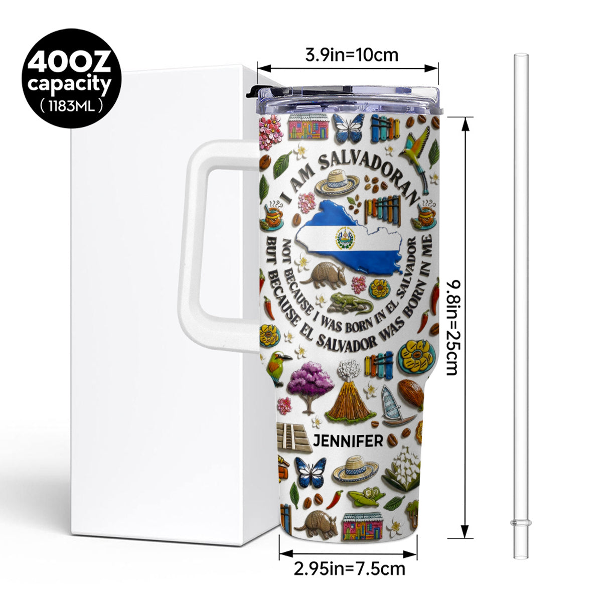Custom I Am Salvadoran 40oz Tumbler With Your Name