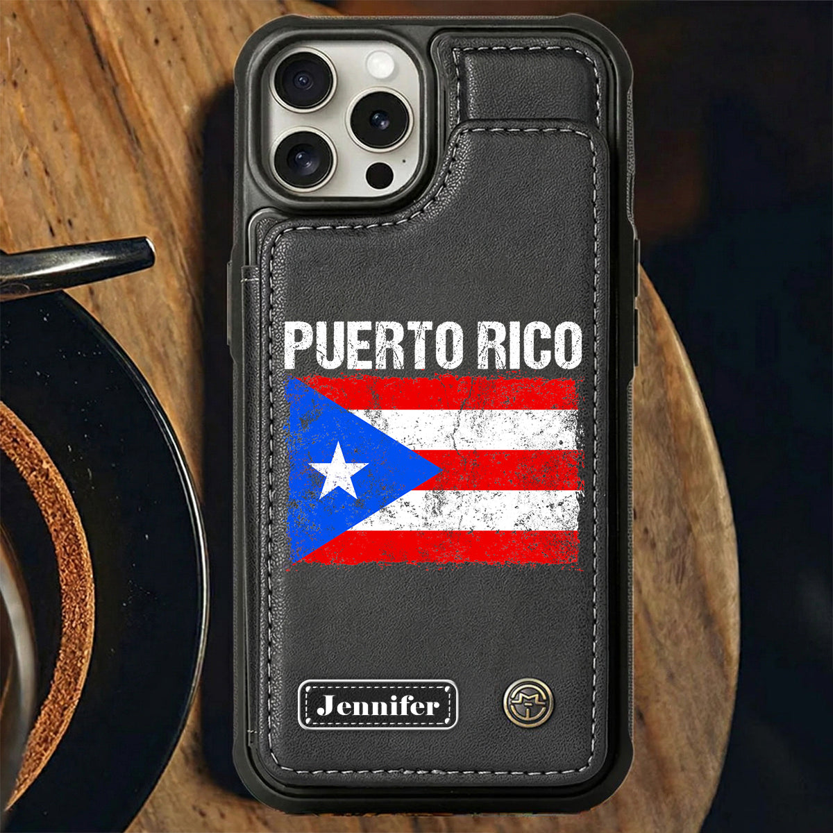 Personalized Puerto Rico Flag Wallet Phone Case