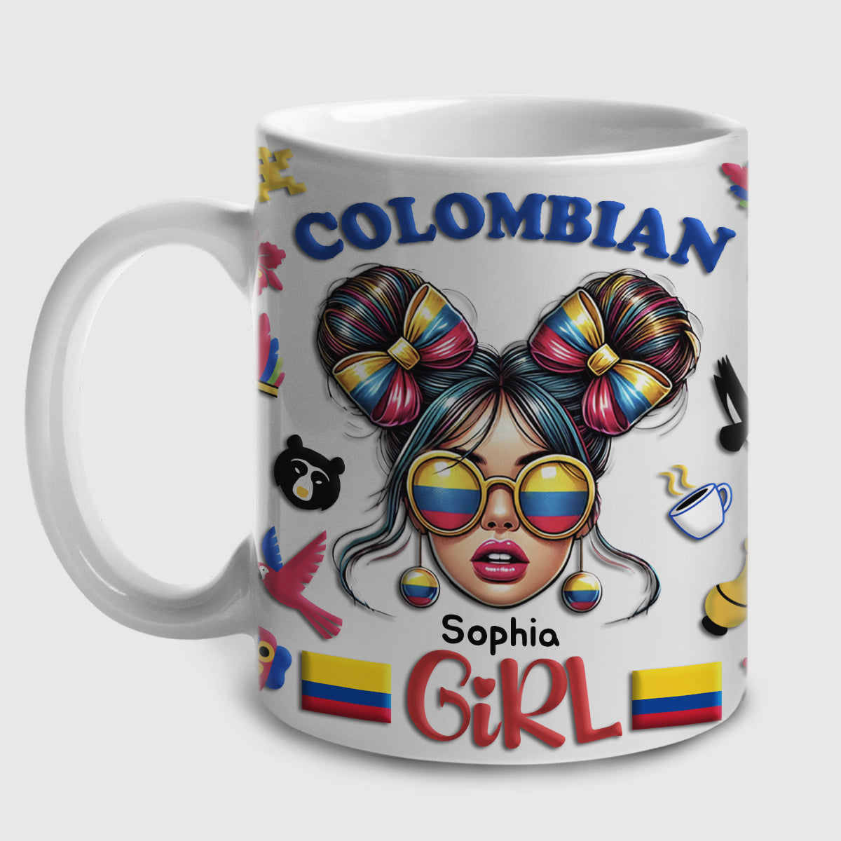 Custom Colombian Girl Mug Cup With Name
