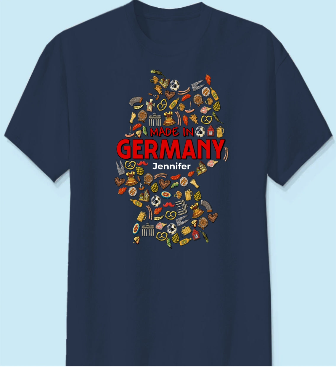 Custom Made In Germany T-shirt With Germany Symbols 