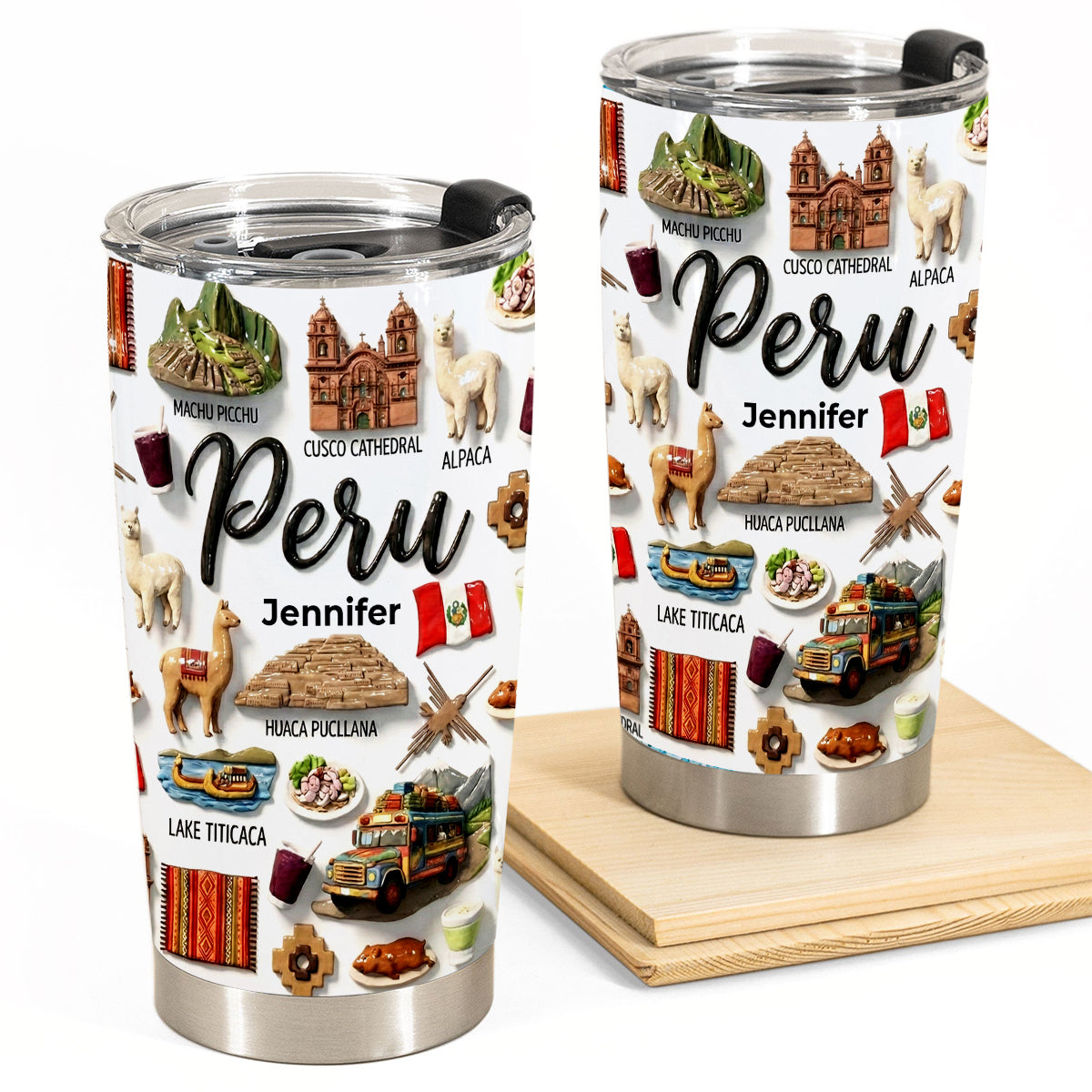 Custom Peru Tumbler With Your Name With Clay Effect