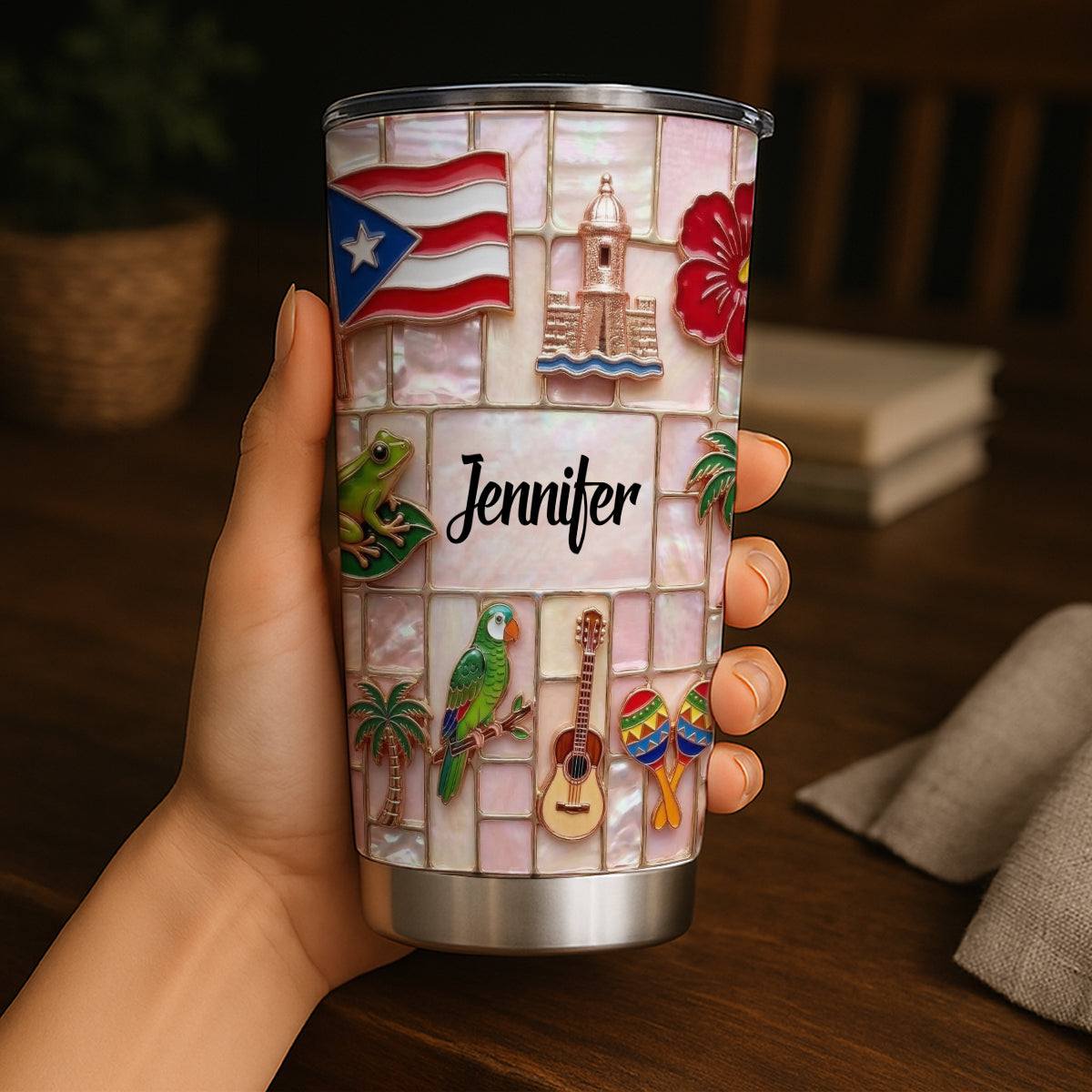 Custom Puerto Rico Tumbler With Beautiful Symbols