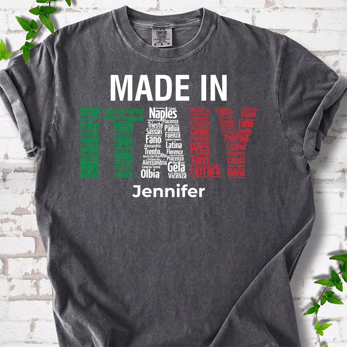 Custom Made In Italy T-shirt With Italy Cities, Name