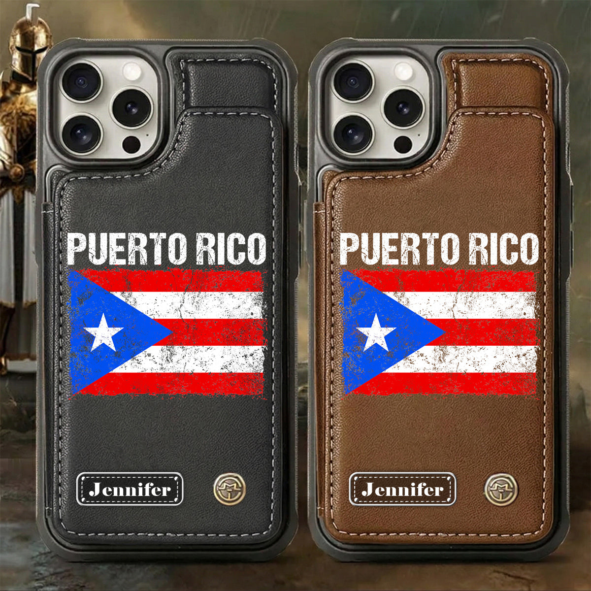 Personalized Puerto Rico Flag Wallet Phone Case