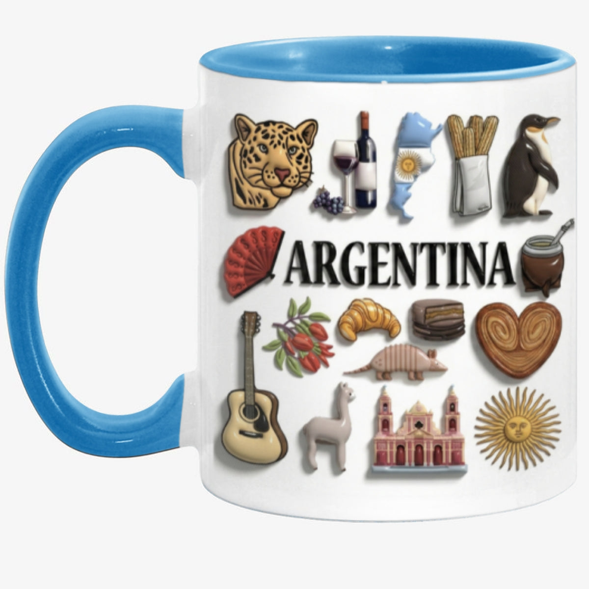 Custom Argentina Accent Mug With Many Argentina Symbols