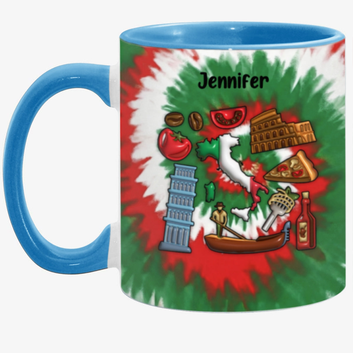Customized Italy Coffee Mug Cup With Tie Dye Effect
