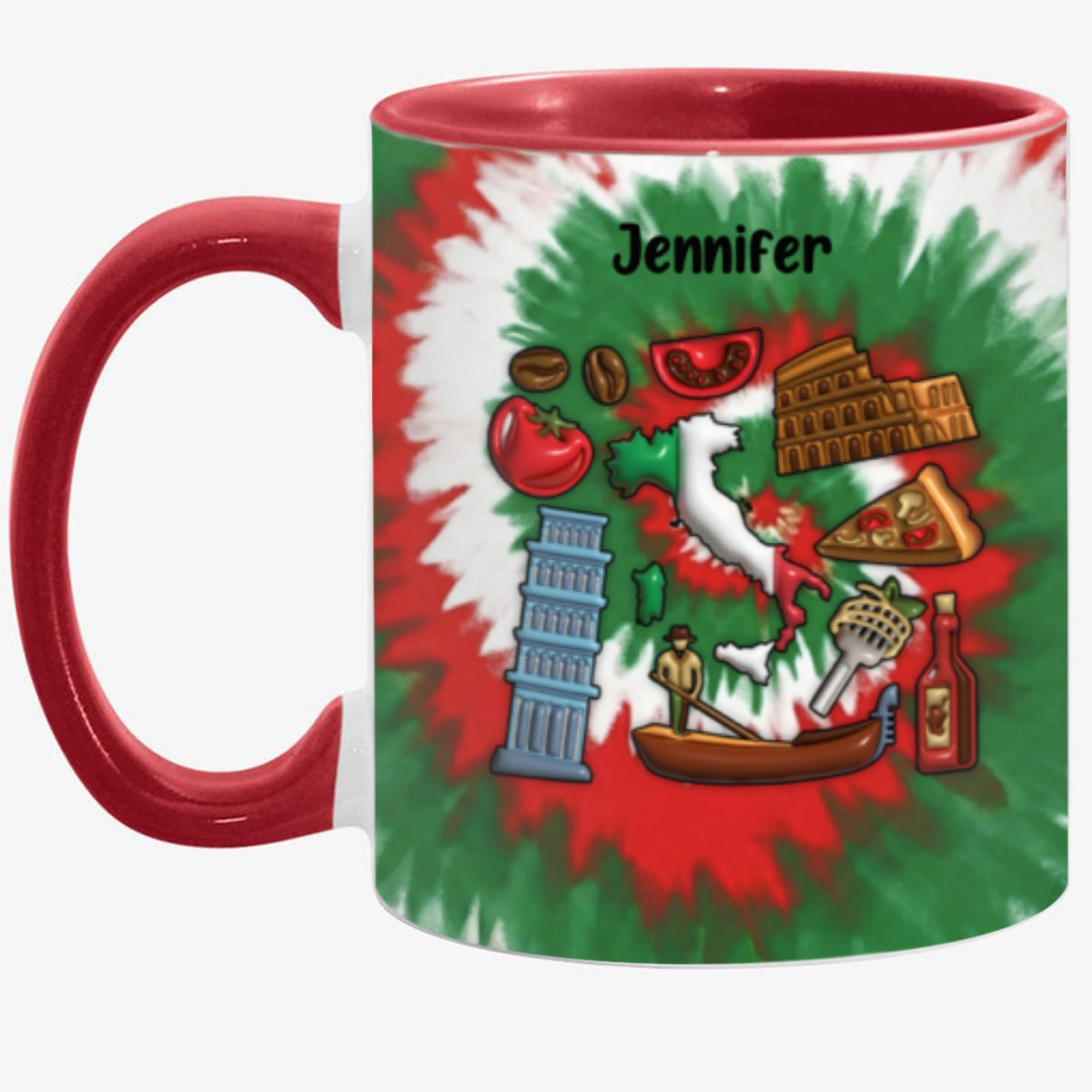 Customized Italy Coffee Mug Cup With Tie Dye Effect