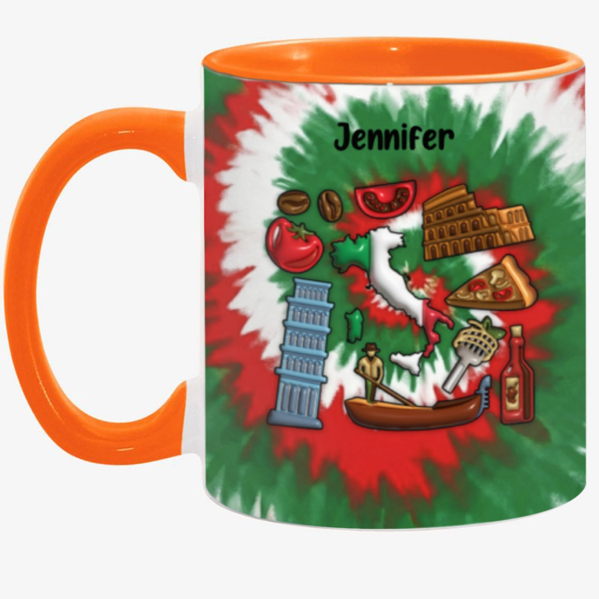Customized Italy Coffee Mug Cup With Tie Dye Effect