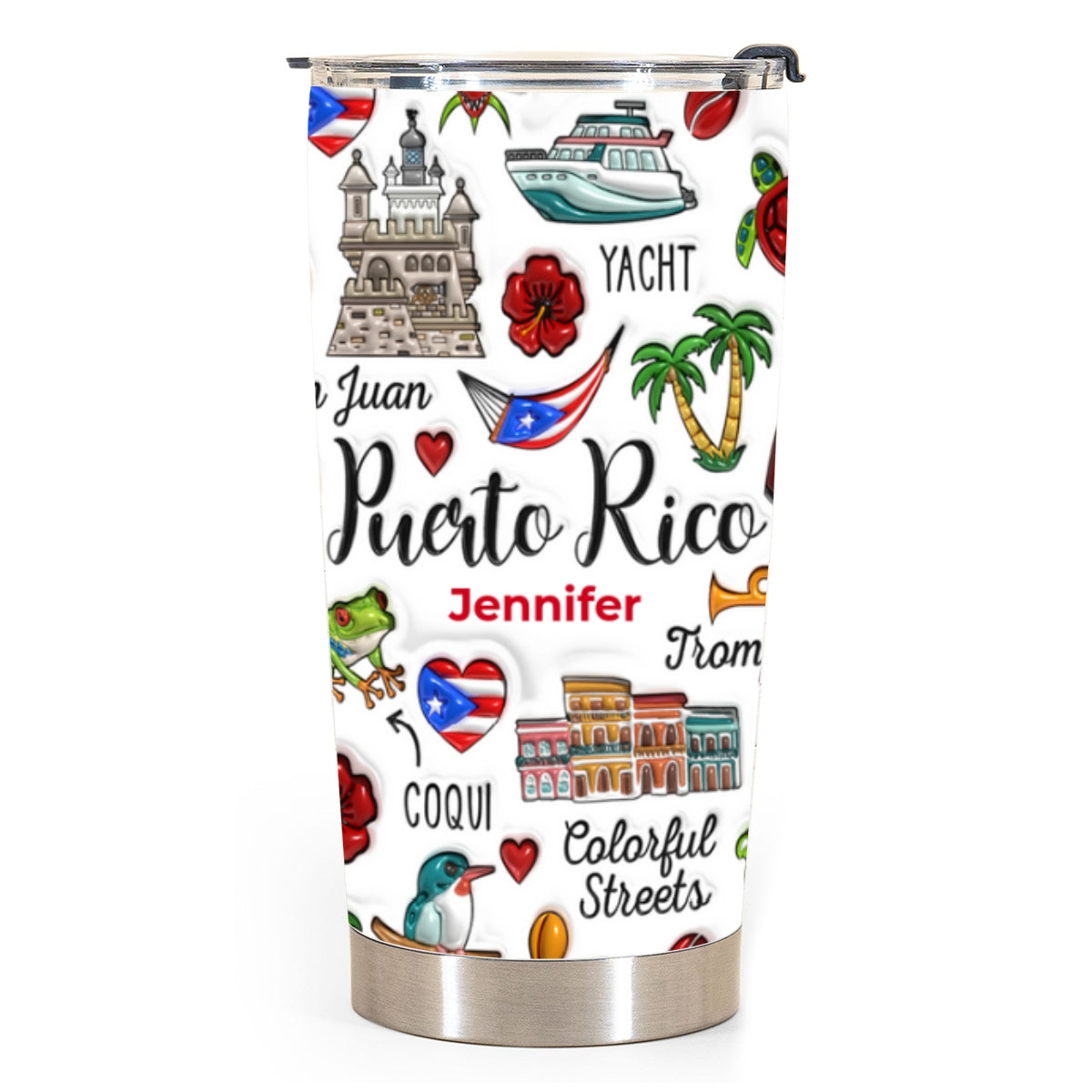 Custom Puerto Rico Boricua Tumbler Cup With Symbols