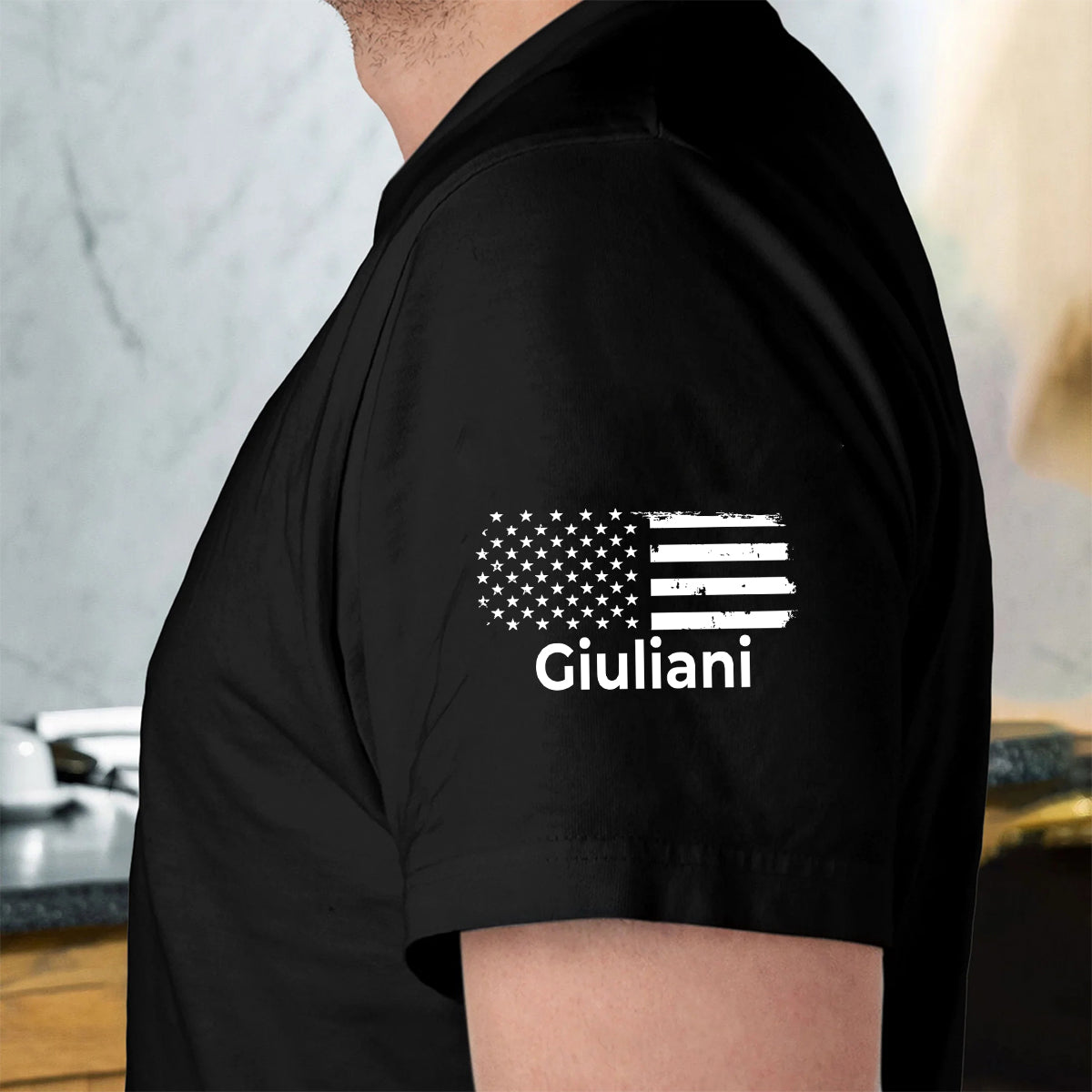 Italy Flag T-Shirt With Custom Name On Sleeve