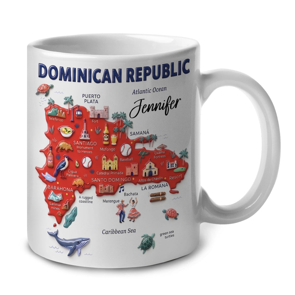 Personalized Dominican Republic Mug With Map, Name