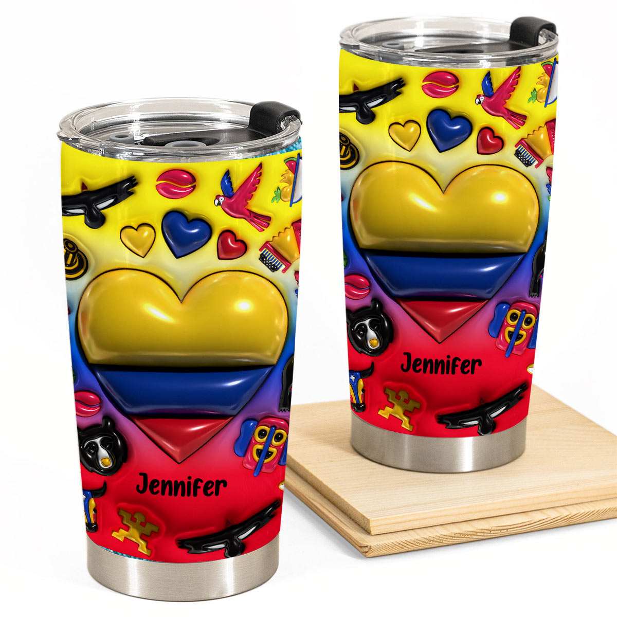 Custom Colombia Heart Tumbler With Name