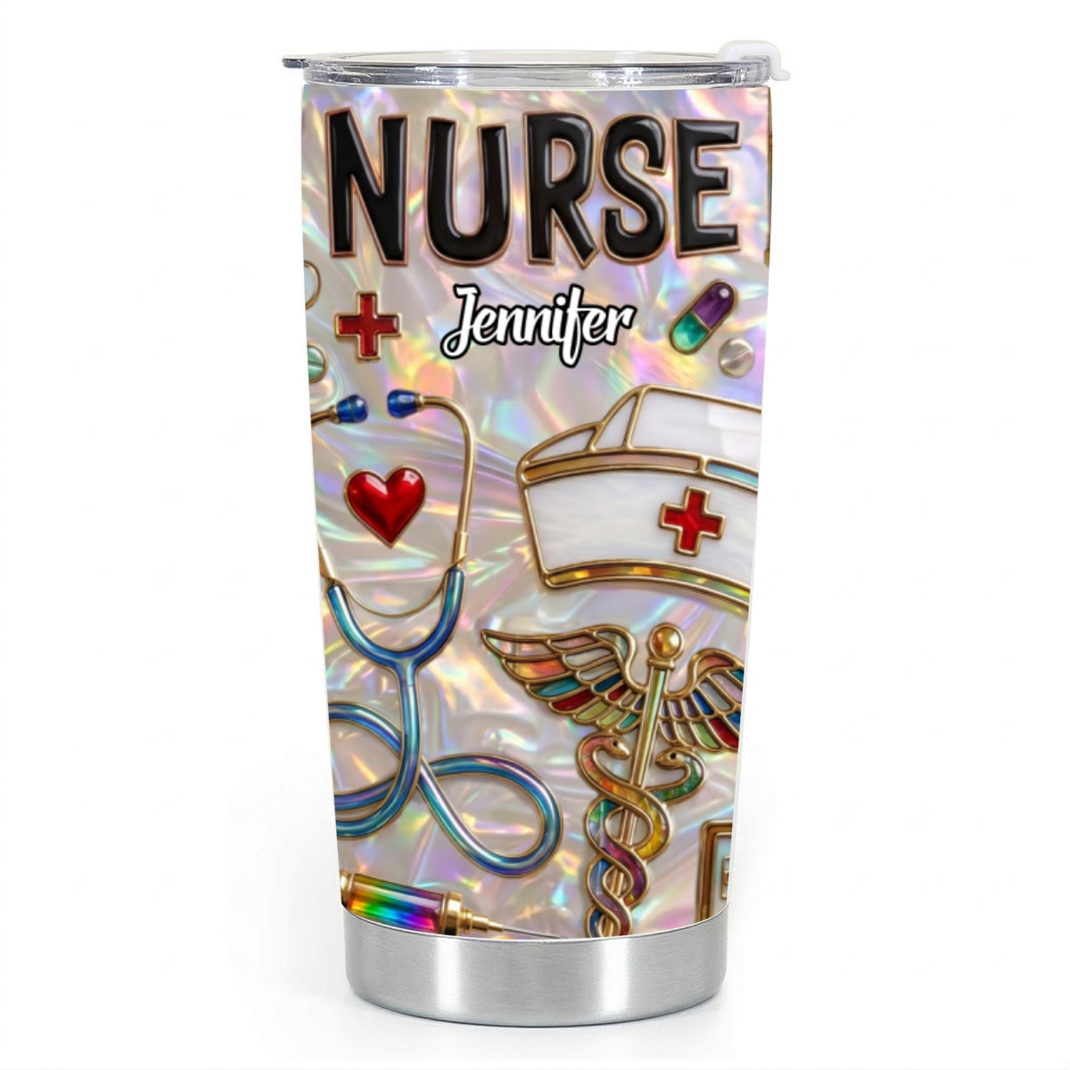 Custom Nurse Tumbler With 3D Effect Print