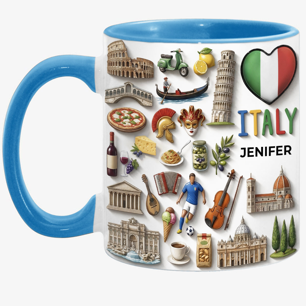 Custom Italy Accent Mug With Italy Heart
