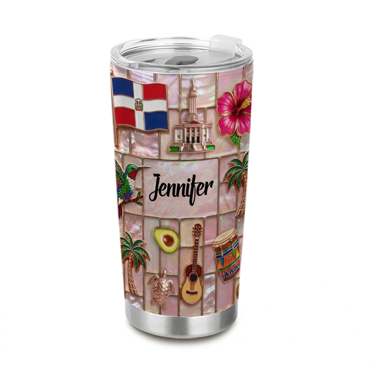 Custom Dominican Republic Tumbler With Beautiful Symbols