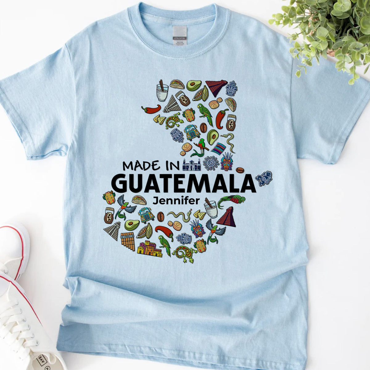 Custom Made In Guatemala T-shirt With Guatemalan Symbols 