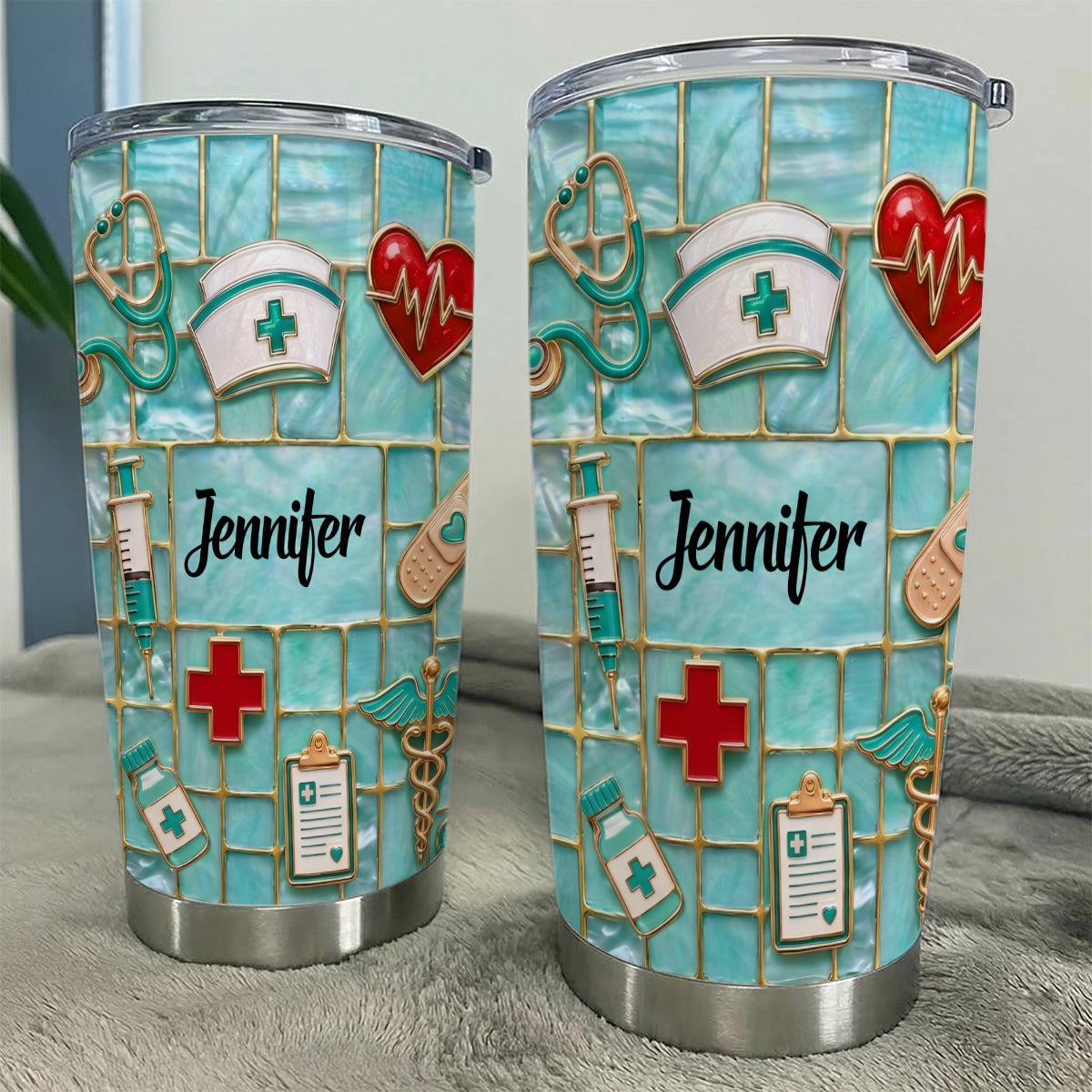 Custom Nurse Tumbler With Beautiful Symbols