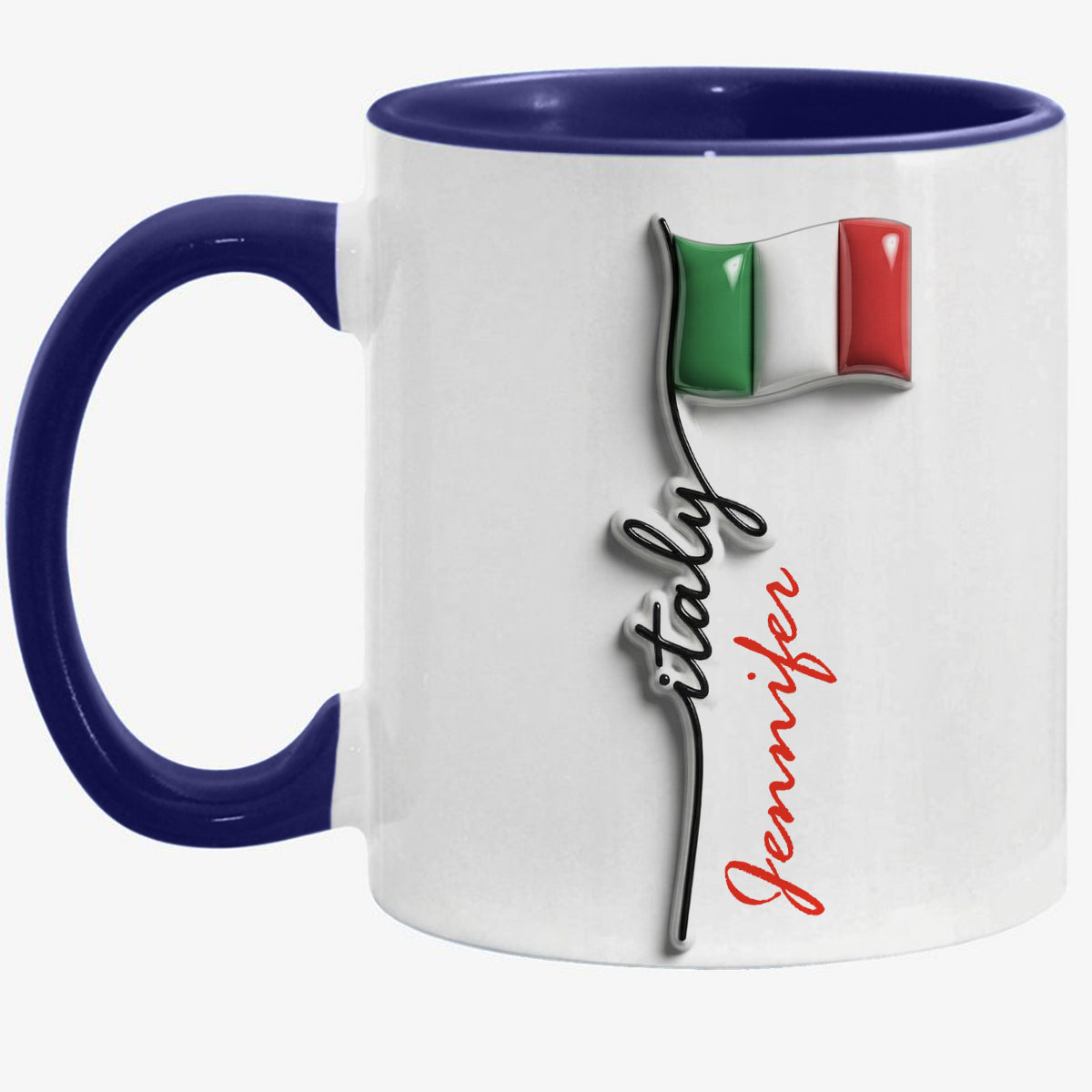Custom Italy Flag Accent Mug With Your Name