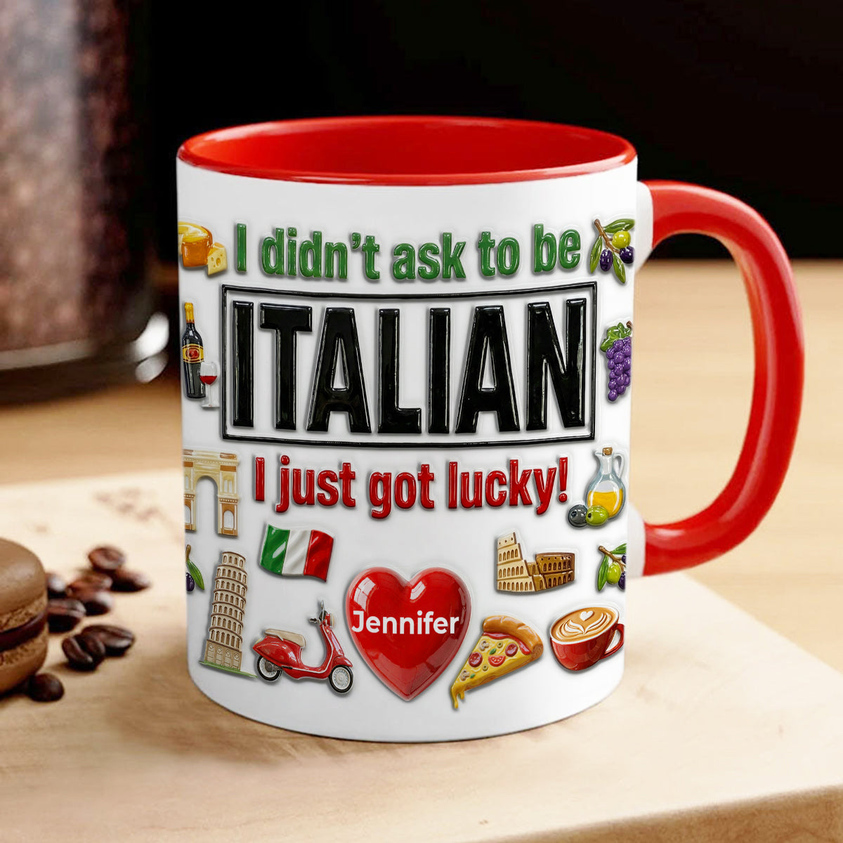 Custom Italia Italian I Just Got Lucky Accent Mug