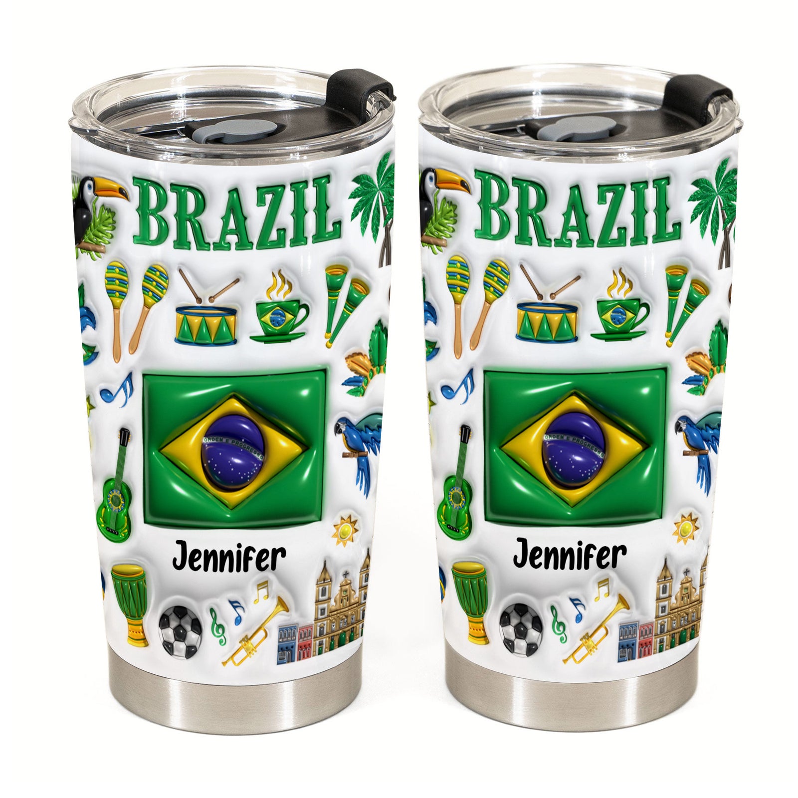 Custom Brazil Tumbler Cup With Your Name