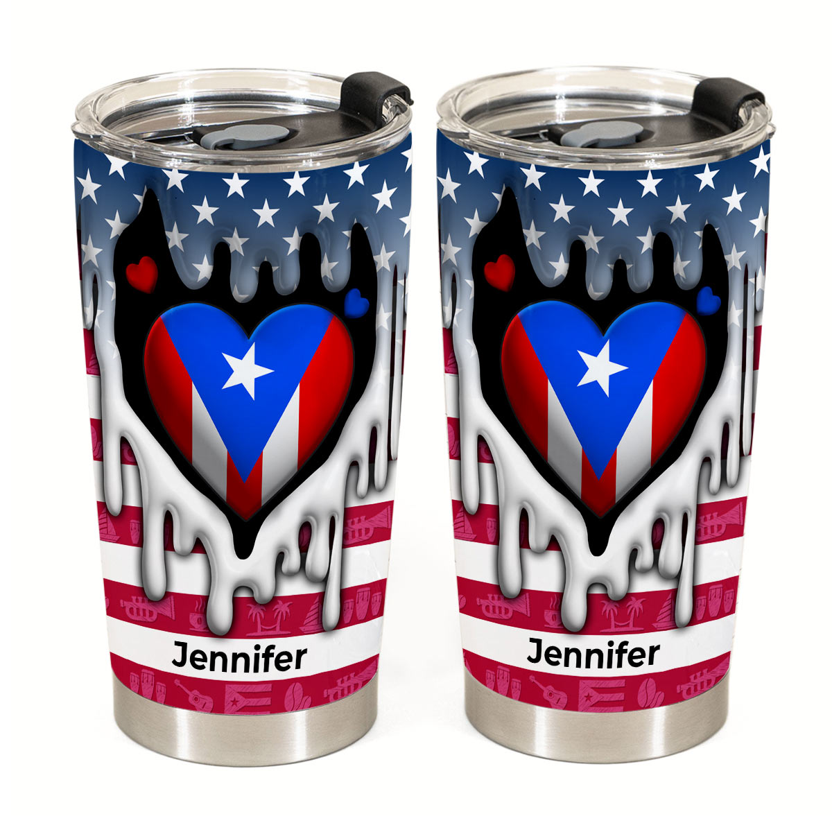 Custom Puerto Rico Tumbler With Puerto Rico Heart