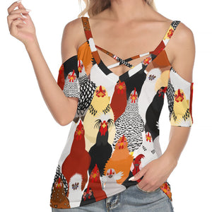Cute Chicken Shoulder T-shirt With Chicken Breeds