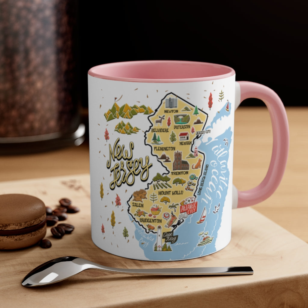 New Jersey Symbols Color Map Coffee Mug - Mug Born Teezalo