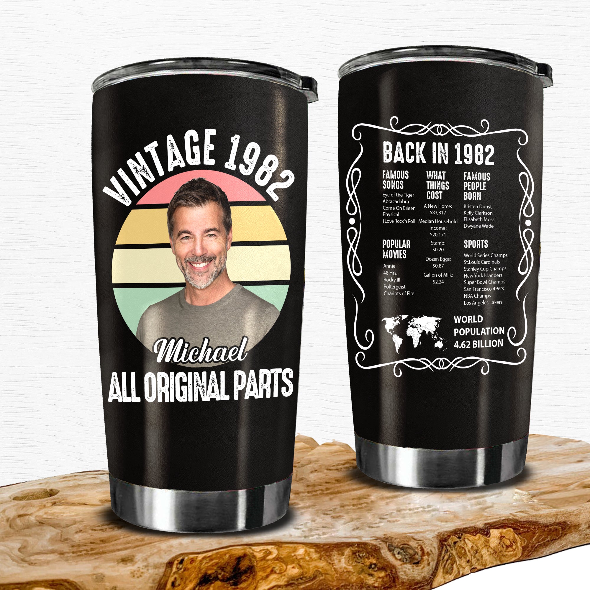 Personalized 40th Birthday Tumbler, Vintage 1982 All Original Parts