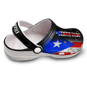 Puerto Rico Personalized Clogs Shoes With A Half Flag