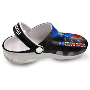 Puerto Rico Personalized Clogs Shoes With A Half Flag