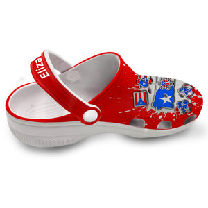 Puerto Rico Clogs Shoes With Flag Bleached