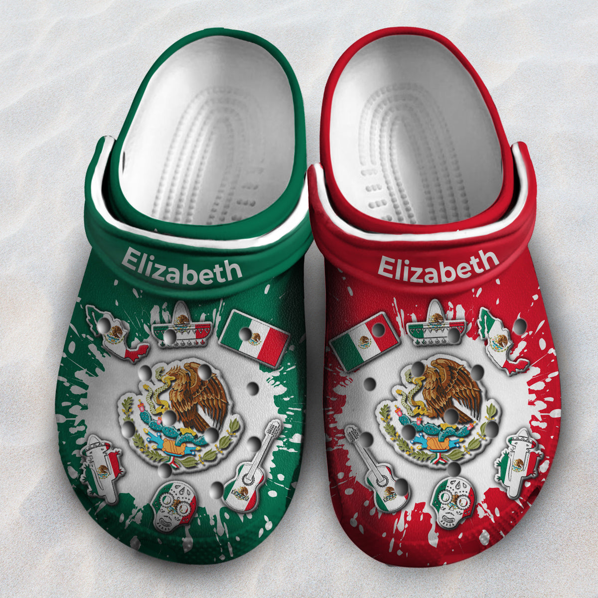 Mexico Flag Bleached Personalized Clog Shoes
