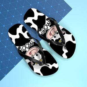 Cow Pattern Moo Flip Flops