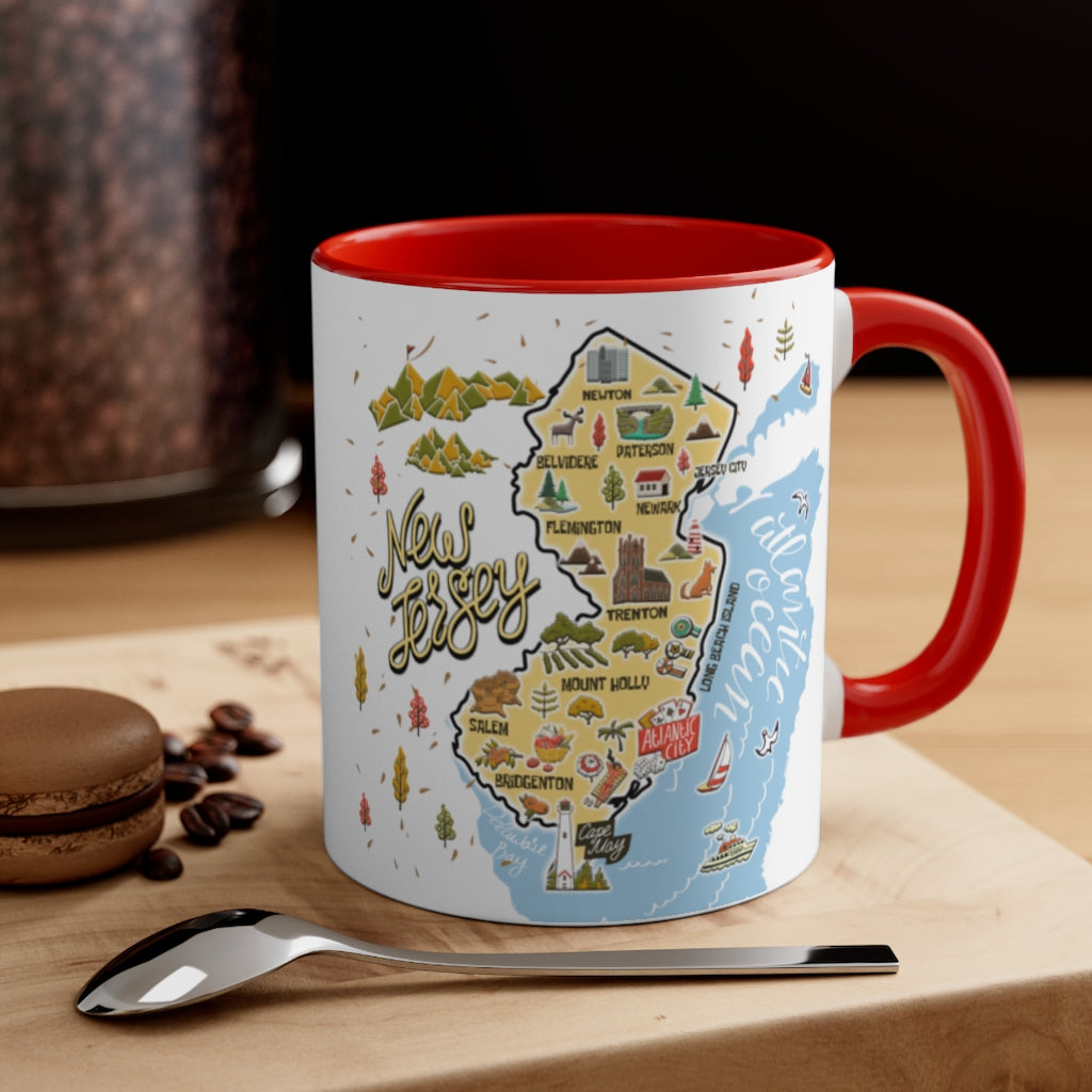 New Jersey Symbols Color Map Coffee Mug - Mug Born Teezalo