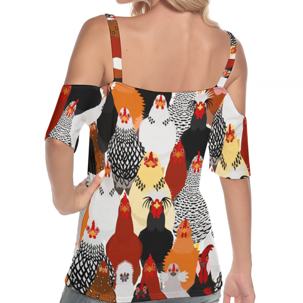 Cute Chicken Shoulder T-shirt With Chicken Breeds