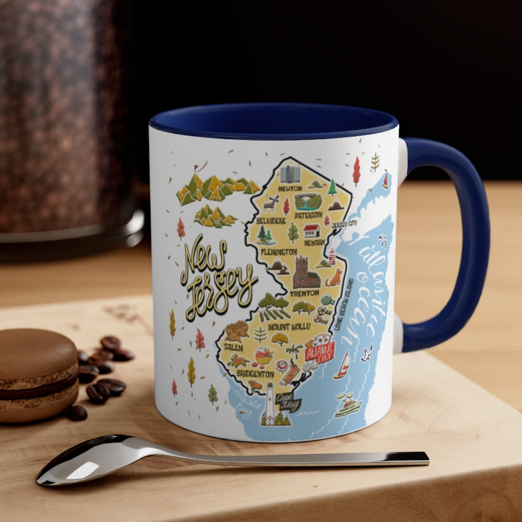 New Jersey Symbols Color Map Coffee Mug - Mug Born Teezalo