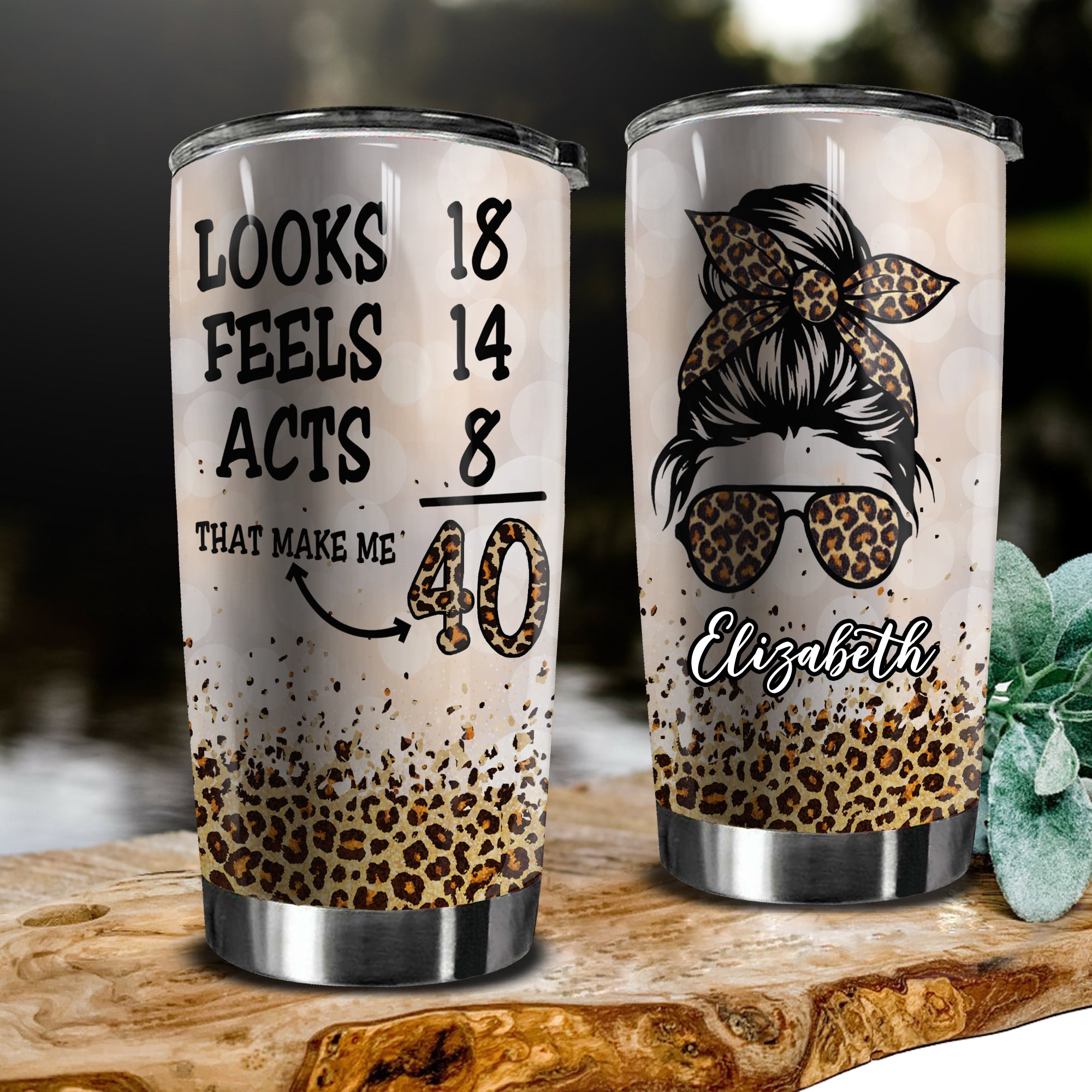 That Makes Me 40, 40th Birthday Tumbler With Leopard Print