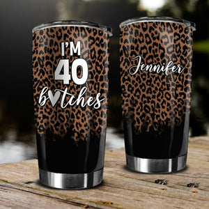 Women Funny Birthday Gifts Personalized Tumbler With Leopard Print