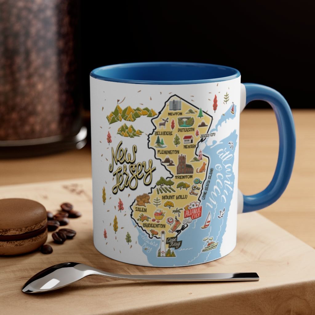 New Jersey Symbols Color Map Coffee Mug - Mug Born Teezalo
