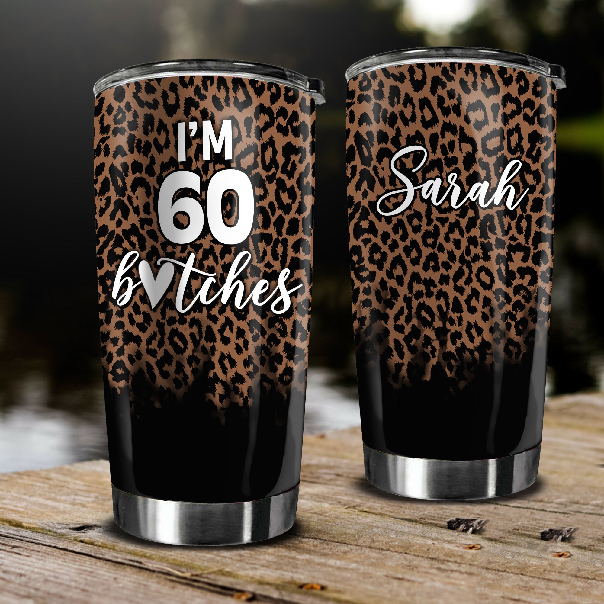Pretty Leopard Print Personalized Girl Tumbler with Name and Butterfly Design, 15 oz Personalized Tumbler for Girls and Preteens from BluChi