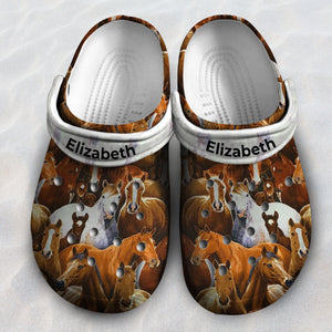 Beautiful Horses Personalized Clogs Shoes With Your Name