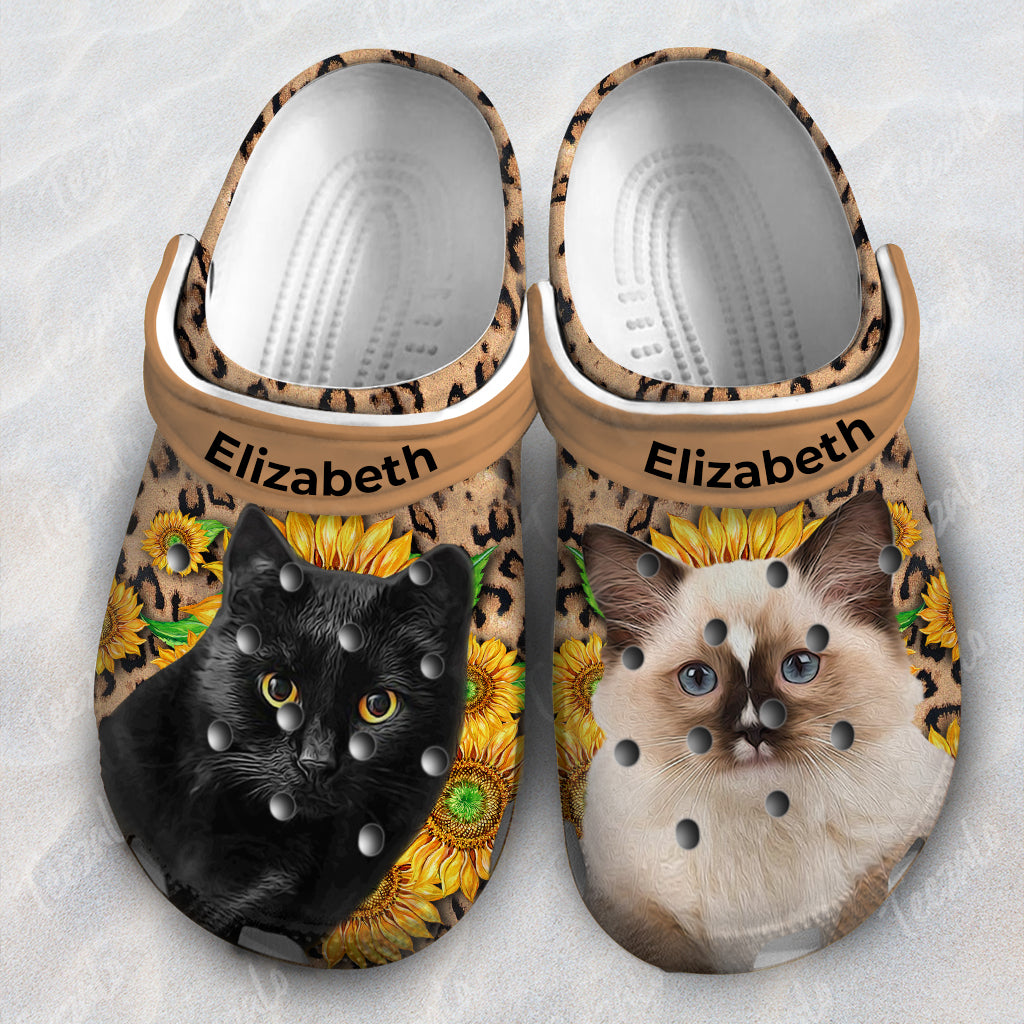 Custom Cat Pet Leopart Personalized Clogs Shoes Gift For Cat Lovers