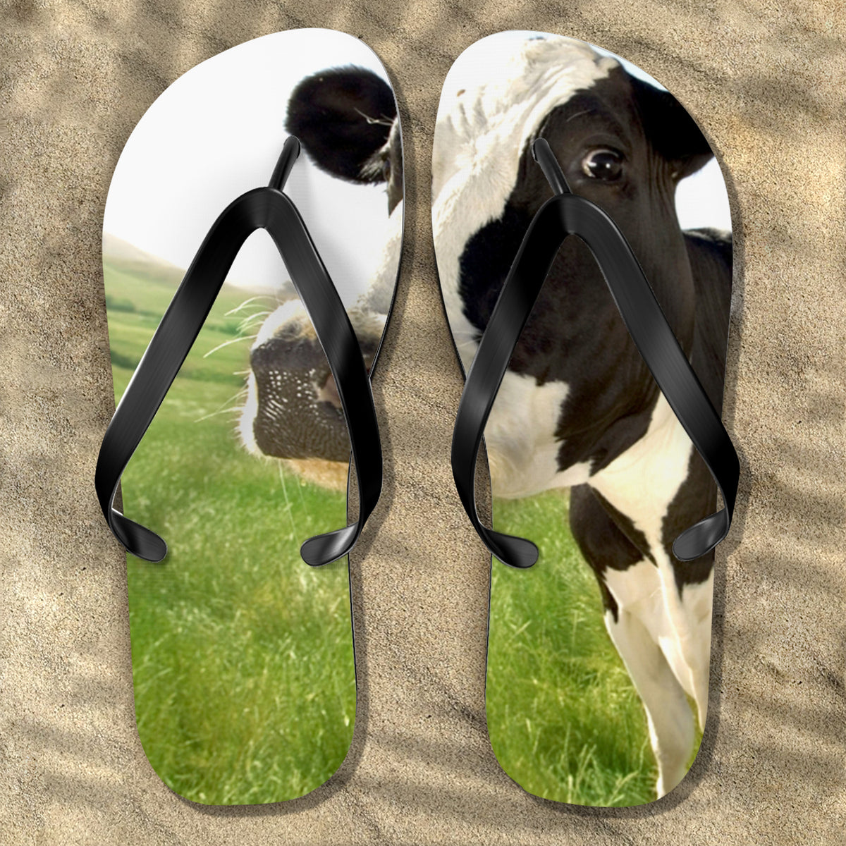 Cow In The Meadow Flip Flops - Flip Flops Pet Teezalo