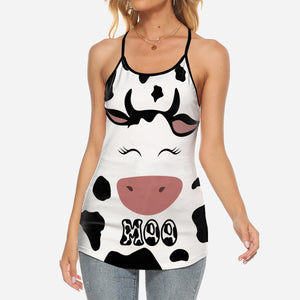 Cow Face Moo Cross Tank Top