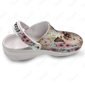 Cat Personalized Clogs Shoes For Women With Flower Pattern