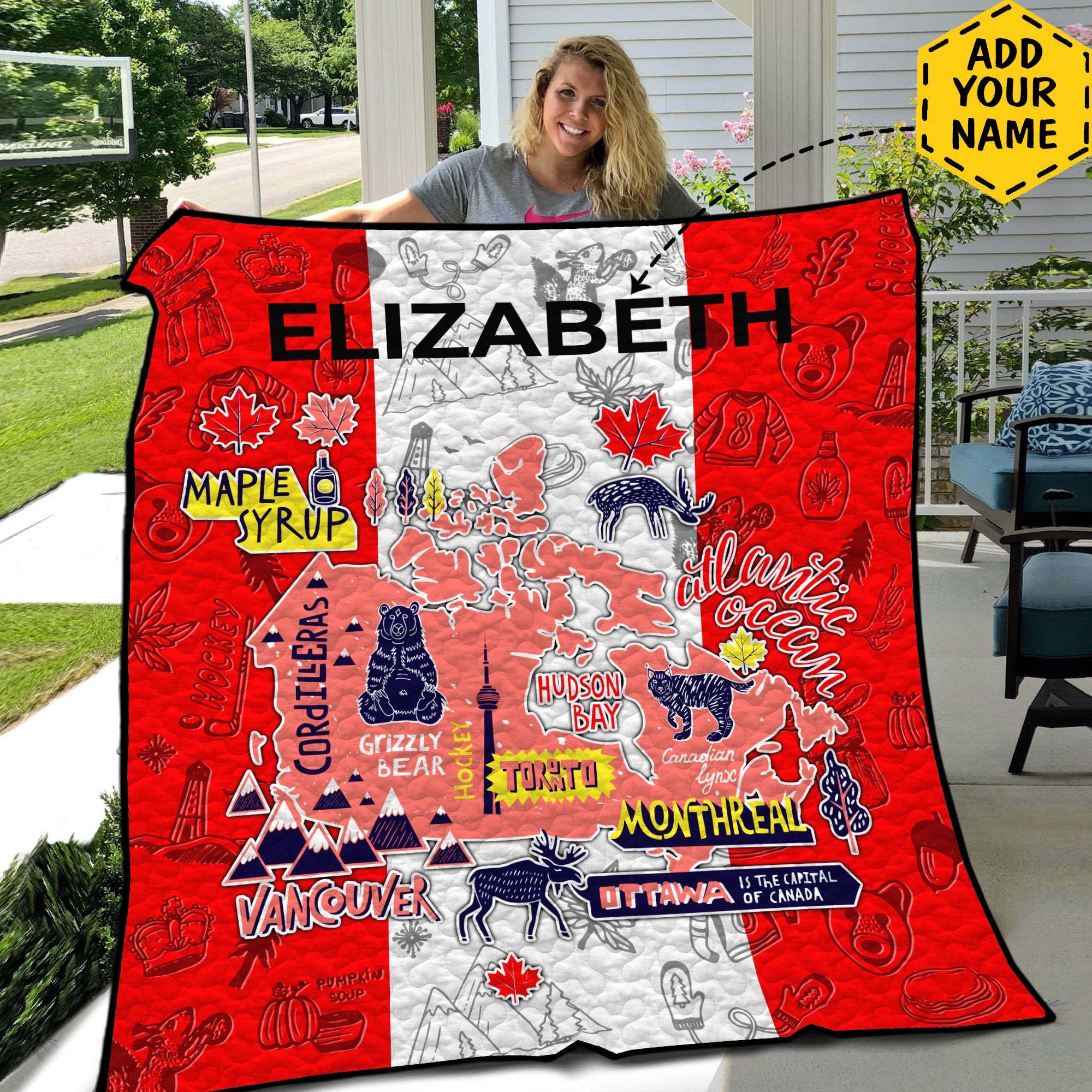 Canada Flag Personalized Blanket Quilt