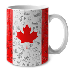 Canada White Coffee Mug With Flag And Symbols, Canada Souvenirs And Gifts