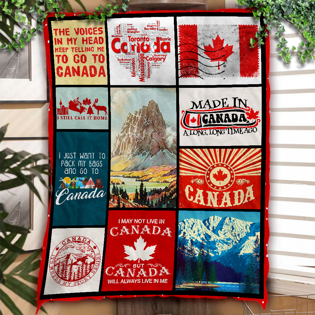 Canada Fleece Blanket With Flag And Sayings - Fleece Blanket Born Teezalo
