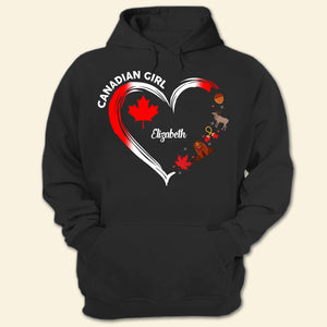 Canadian Girl Heart With Symbols Personalized T-shirt