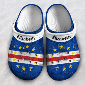 Cape Verde Flag Personalized Clogs Shoes With Your Name